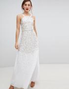 Frock & Frill Scatter Sequin Maxi Dress-cream