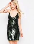 Jovonna Trillis Cami Dress In Sequins - Green