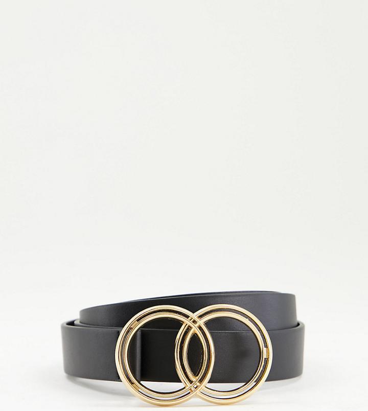 Asos Design Curve Open Double Circle Waist And Hip Belt In Gold Metal Work