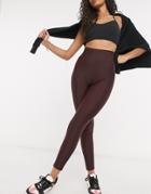 Asos Design Hourglass Deep Waistband Legging In Matte Disco In Chocolate-brown