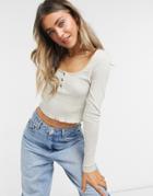 Cotton: On Lettuce Edge Long Sleeve Top In Gray-grey