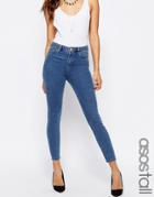 Asos Tall Ridley Skinny Jeans In Lilyanna Pretty Midwash - Blue