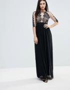 Little Mistress Monochrome Lace Trim Maxi Dress - Multi