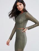 Missguided Holey Fabric Top Co-ord - Green