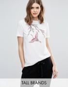 Y.a.s Tall Bird Floral Embroidered Tee - White