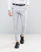 Selected Homme Super Skinny Suit Pants In Check - Gray