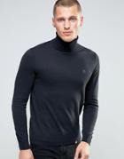 Pretty Green Sweater With Roll Neck In Slim Fit Black - Black