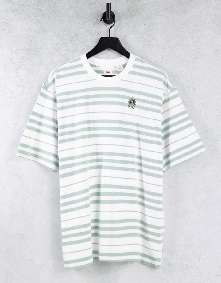 Levi's Stay Loose Backyard Stripe T-shirt In Green-blues