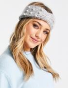 Boardmans Knitted Pearl Headband In Silver