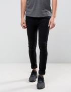 Religion Biker Jeans In Skinny Fit With Stretch In Washed Black - Black