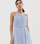 Asos Design Pleated Bodice Halter Mini Dress - Multi