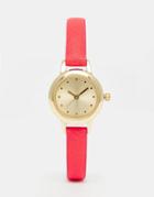 Asos Skinny Strap Mini Dial Watch - Coral