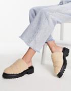 Asos Design Mount Padded Chunky Flat Mules In Natural Shearling-neutral