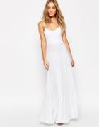 Asos Cami Maxi Dress With Pleated Skirt - White