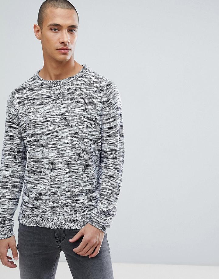 D-struct Salt & Pepper Crew Neck Sweater - Gray