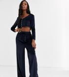 Asos Design Tall Lounge Velour Slouch Top & Wide Leg Pants Set