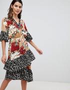 Y.a.s Mix Print Tiered Ruffle Dress - Multi