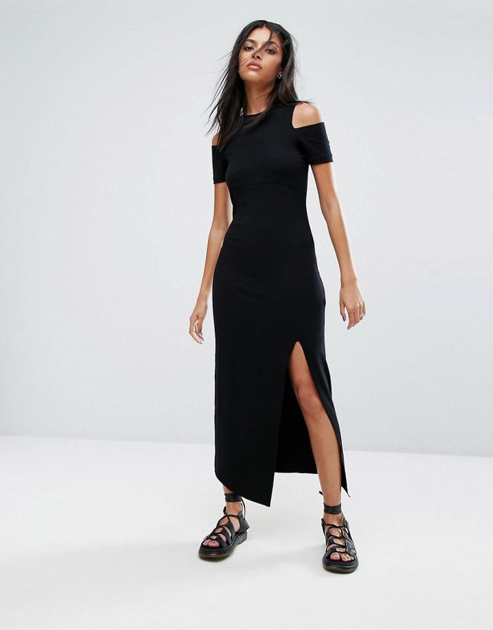Allsaints Soraia Dress With Cold Shoulder - Black