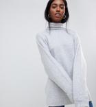 Asos Design Tall Chunky Sweater In Oversize With High Neck - Gray