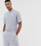 Asos Design Tall Short Boilersuit In Seersucker Stripe-blue