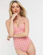 Warehouse Gingham Underwire Swimsuit In Multi