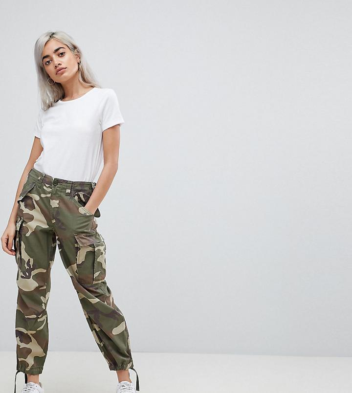 Asos Petite Cargo Pants In Camo - Multi