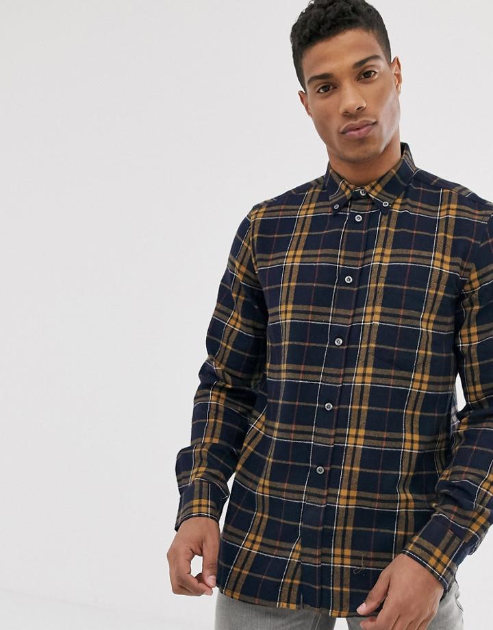 French Connection Multi Flannel Check Shirt-navy