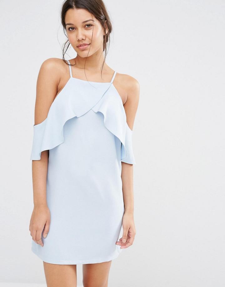 Missguided Frill Front Cami Dress - Powder Blue