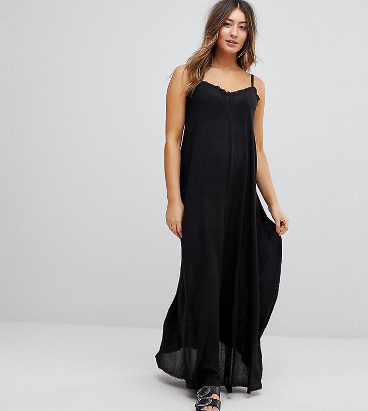 Asos Maternity Scoop Back Maxi Dress In Crinkle - Black