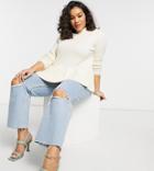 Vero Moda Curve High Neck Sweater With Peplum In Cream-pink