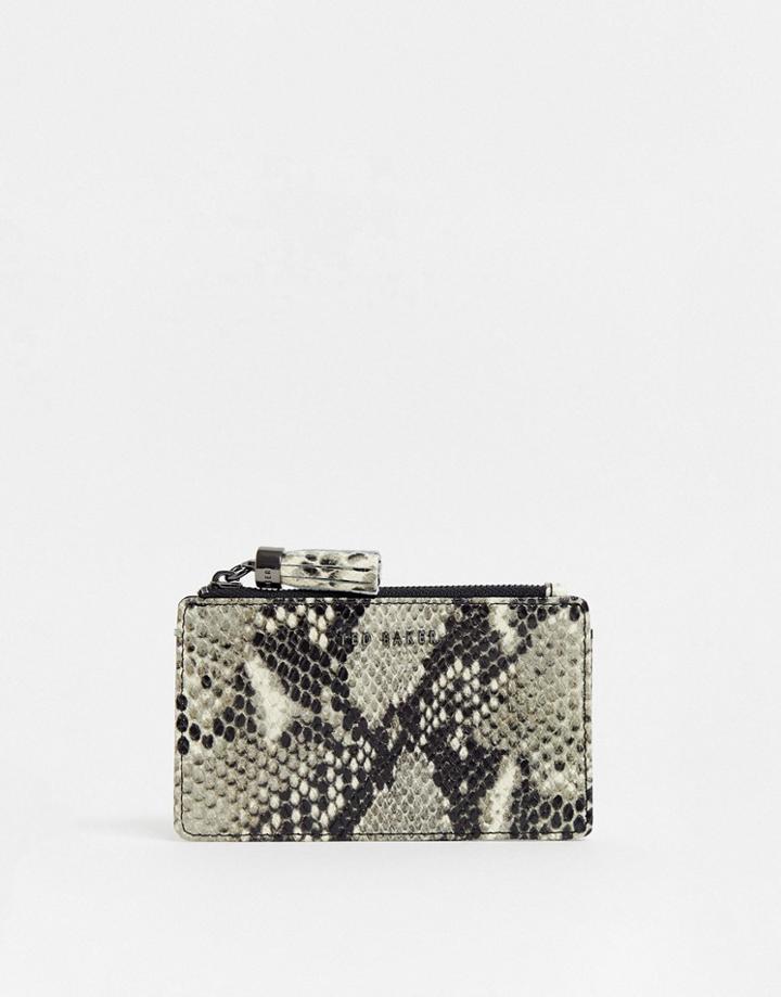 Ted Baker Xjet Tassel Card Holder In Snake-black