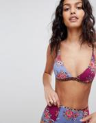 Tigerlily Stevie Longline Triangle Bikini Top - Multi