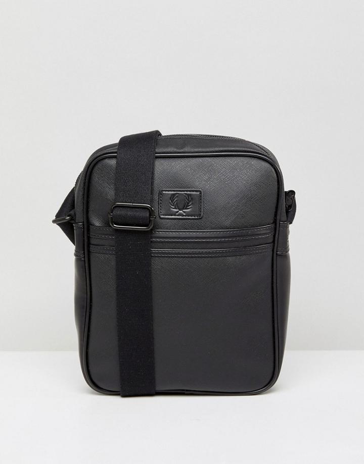 Fred Perry Saffiano Flight Bag In Black - Black