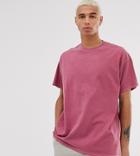 Reclaimed Vintage Oversized Overdye T-shirt In Dusty Red-purple