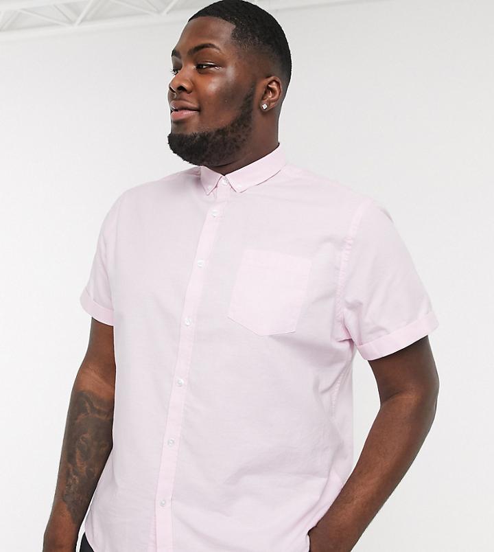 New Look Plus Short Sleeve Oxford Shirt In Pink