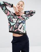 Asos White Abstract Print Silk Sweat Top - Multi