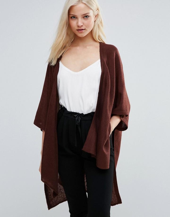 Vero Moda Knitted Cape - Brown