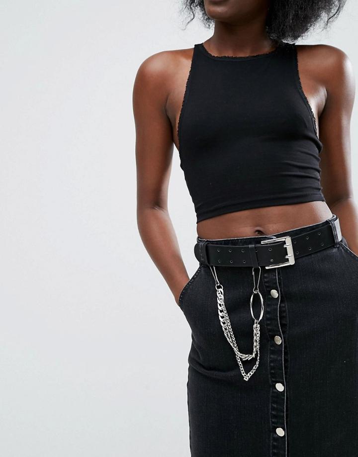 Asos Chain Grunge Waist And Hip Belt - Black