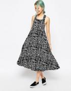Asos Swing Pinafore Dress In Scratchy Print - Multi