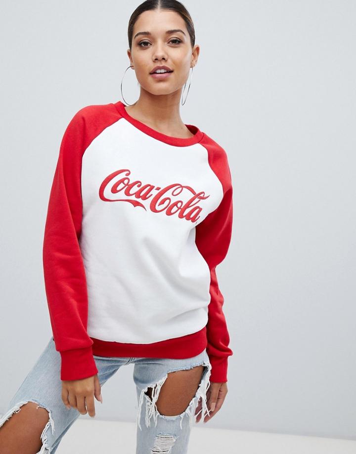 Prettylittlething Coca Cola Slogan Sweat In White - White