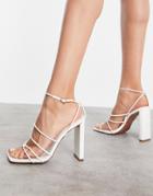 Asos Design Nadya Strappy High Heeled Sandals In White