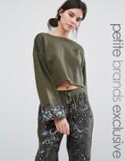 Starry Eyed Petite Dipped Sweatshirt With Beaded Cuff Detail - Green