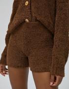 Pull & Bear Soft Touch Lounge Set Shorts In Mocha-brown