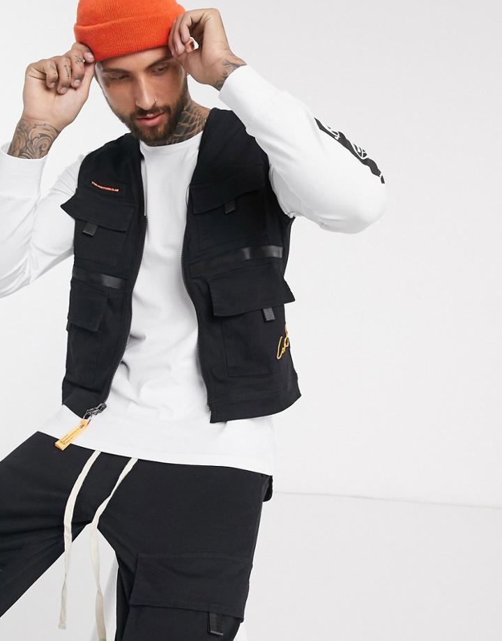 The Couture Club Utility Taped Vest In Black