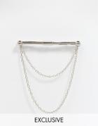 Reclaimed Vintage Tie Clip With Chain - Silver