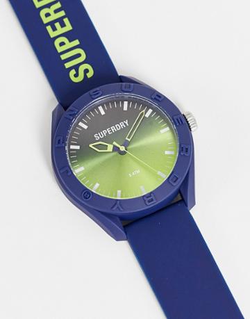 Superdry Silicone Strap Watch In Blue And Green Ombre-navy