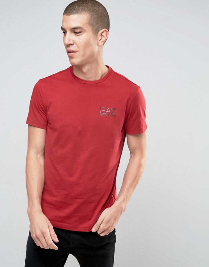 Emporio Armani Ea7 T-shirt With Chest Logo In Red - Red