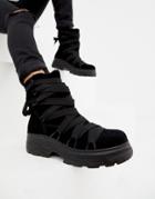 Asos Design Adaptive Chunky Suede Apr S Ski Boots-black