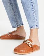 Truffle Collection Chain Quilted Clogs In Tan-brown