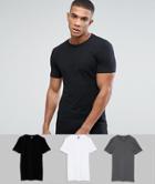 Asos Longline Muscle Fit T-shirt With Crew Neck - Multi